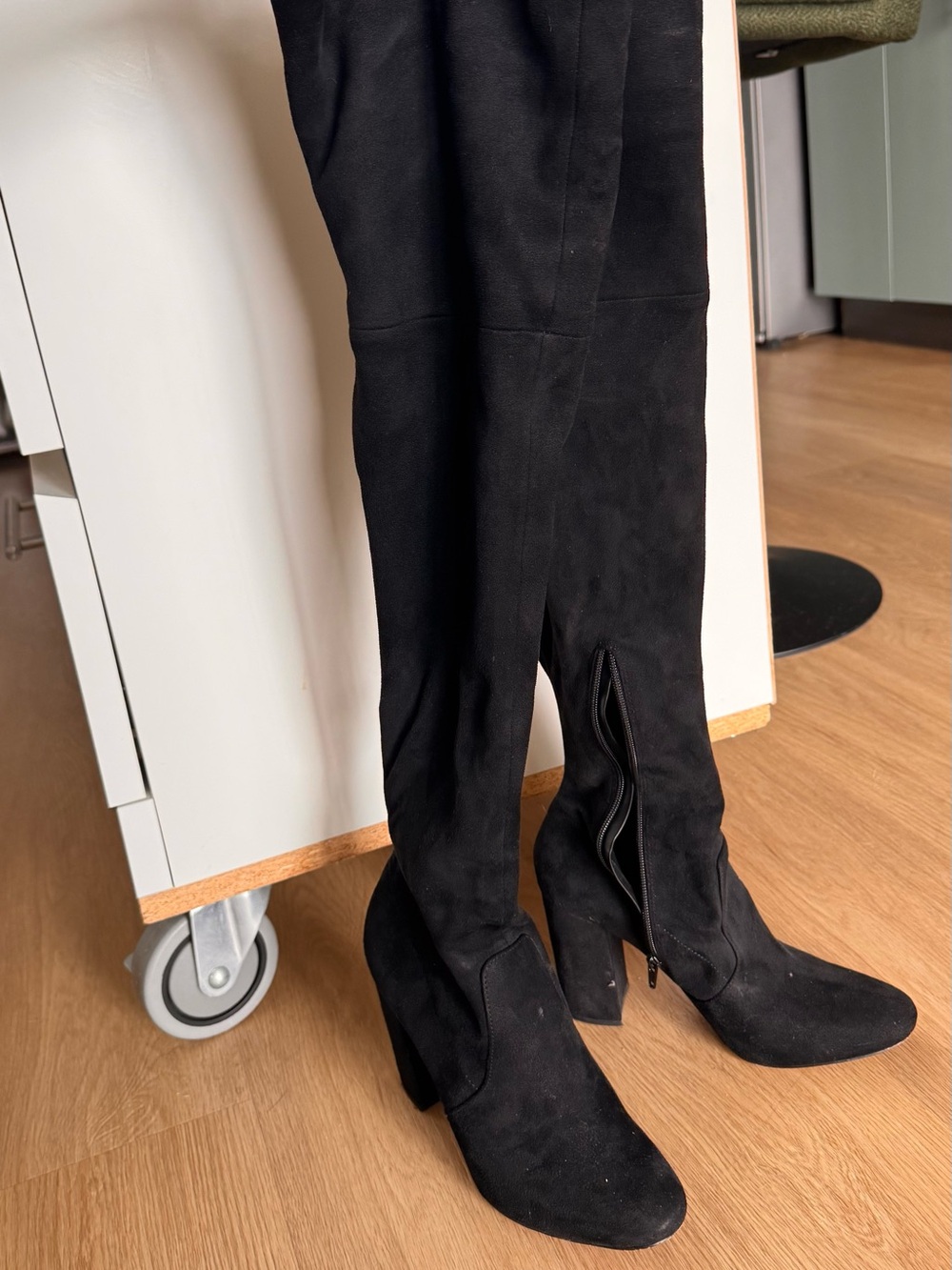 Suede Over-the-Knee Block Heel Women's Fall Boots